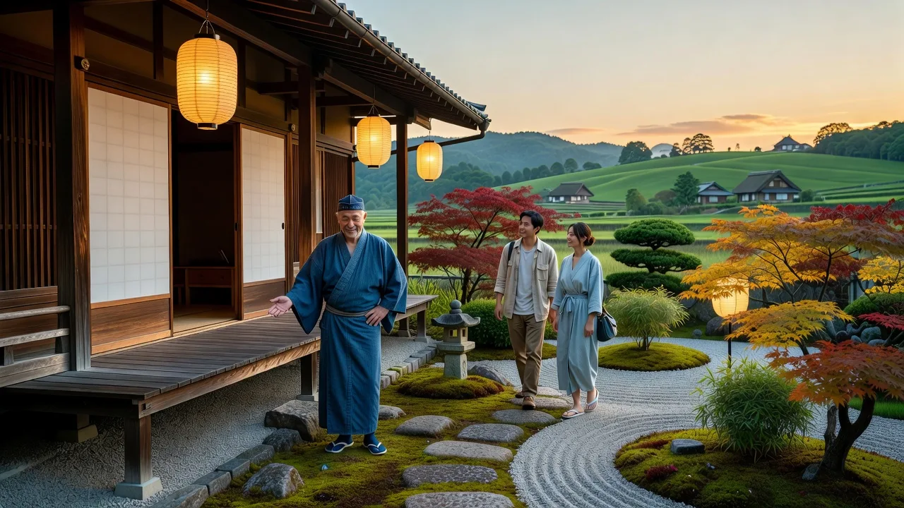 山あいの温泉旅館のイメージ写真