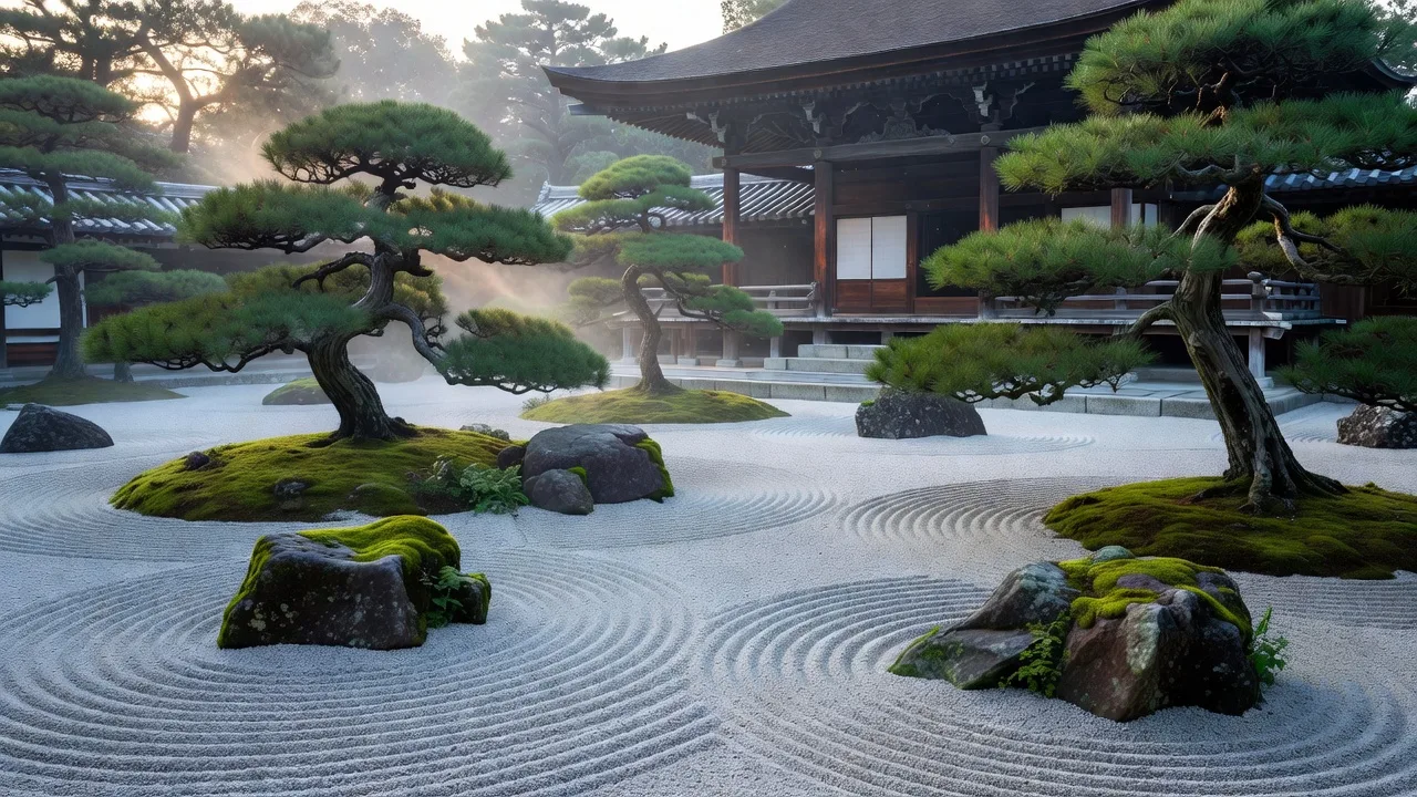 日本庭園と寺院のイメージ写真
